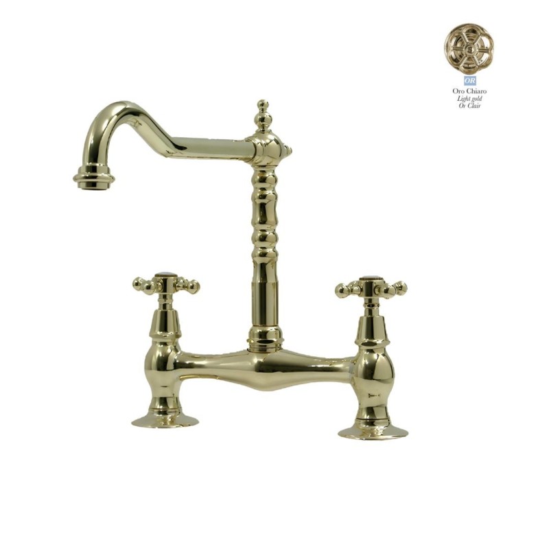 Bleu Provence bateria kuchenna 2-otworowa,  kolor Light Gold , kurki Croix