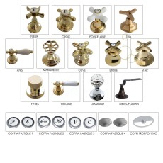 Bleu Provence bateria kuchenna 2-otworowa,  kolor Light Gold , kurki Croix