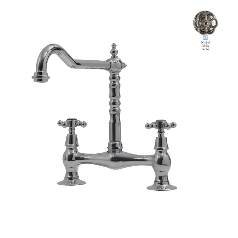 Bleu Provence bateria kuchenna 2-otworowa,  kolor Nikiel, kurki Croix