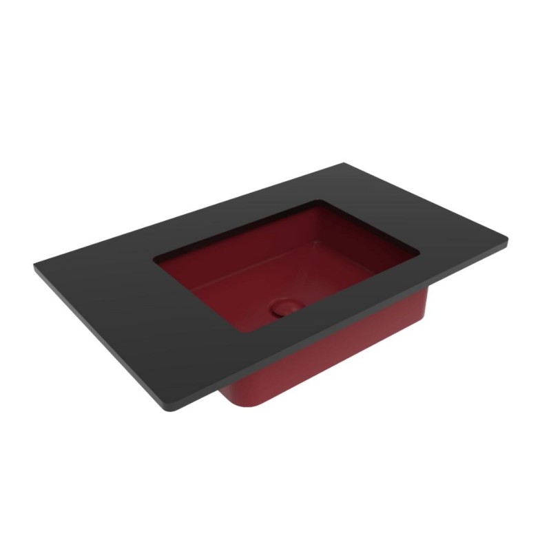 Flaminia Miniwash umywalka podblatowa czerwona rosso rubens mat