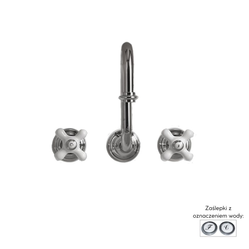 Bleu Provence True Colors bateria umywalkowa 3 otworowa z porcelanowymi kurkami w kolorze chrom RLP1012D CR WHITE