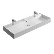 Hidra Kiub duża nablatowa / wisząca umywalka 120 cm biały z 2 baterie