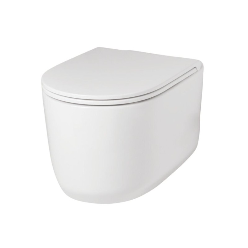 Hidra Gio Evo miska a wc podwieszana Rimless z deską wolnoopadająca biała