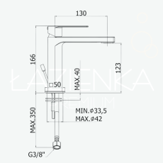 Paffoni Tango bateria umywalkowa niska chrom TA071CR rysunek techniczny