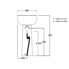 Hidra Sphere umywalka Stojąca na postumencie S22 rysunek techniczny