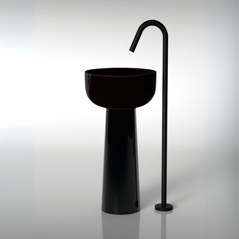 Hidra Sphere czarna umywalka Stojąca na postumencie 44x95h