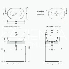 Flaminia App 62 umywalka nablatowa AP62AAP terracotta AP62ATC - rysunek techniczny