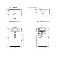 Flaminia AppLight 5037 countertop washbasin/wall hung carbone black matt AP5037CAR - technical drawing