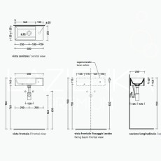 Flaminia Applight 5025DX Wall-hung basin 50×25 cm with right AP5025DX - technical drawing