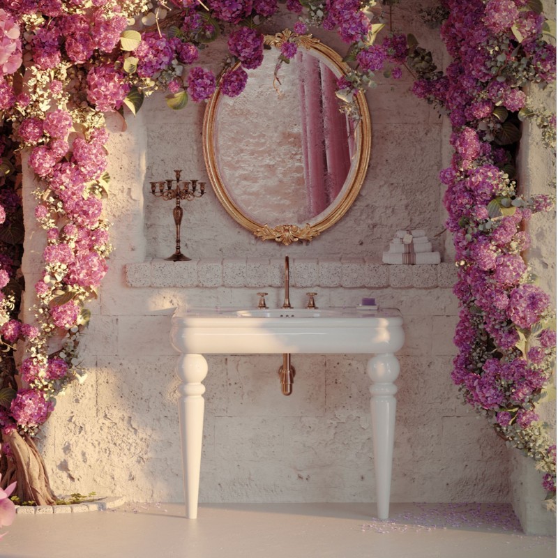 Bleu Provence ROMANTICA 100 cm umywalka retro z ceramicznymi nogami  biały połysk