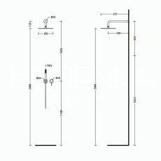 Flaminia LOOK shower set BLACK MAT LQ2550CAR - technical drawing