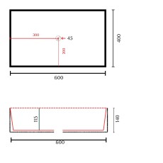 GSG Zenith 60 umywalka nablatowa 60x40 cenere ZELAVFS60 021