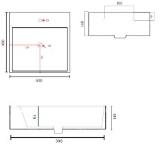 GSG Zenith Washbasin cm 50 thin edge 50x46 black