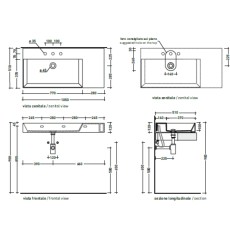 Flaminia AppLight 105 cm  umywalka wisząca CENERE AP10551CEN - rysunek techniczny