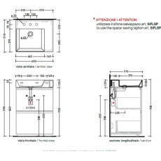 Flaminia AppLight 6051 washbasin countertop  UVA AP6051UV - technical drawing