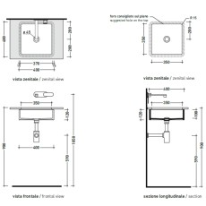 Flaminia Miniwash 40 under-counter washbasin Teracotta MW40SPTC - technical drawing