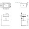 Flaminia Miniwash 48 umywalka podblatowa Cenere MW48SP MW48SPCEN - rysunek techniczny