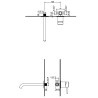 Flaminia Stil wall-mounted washbasin tap with spout 20 cm brushed stainless steel ST3059ACC - technical drawing