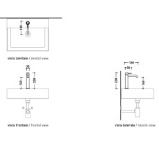 Flaminia Stil washbasin ta high  23 cm without cap brushed steel ST3055ACC - technical drawing