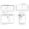 Flaminia Bloom 120 wall-hung/cabinet-mounted console washbasin red / rosso rubens BM120LRRU - technical drawing