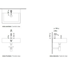 Flaminia Stil washbasin tap 16 cm without cap brushed steel ST3050ACC - technical drawing