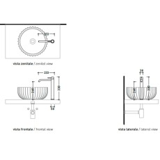 Flaminia Stil bateria umywalkowa wysoka 33 cm bez korka stal szczotkowana ST3055HACC - rysunek techniczny