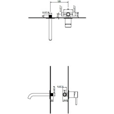 Flaminia Stil wall-mounted washbasin tap 15 cm spout brushed stainless steel ST3058ACC - technical drawing