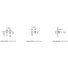 Flaminia Stil wall-mounted washbasin tap 15 cm spout brushed stainless steel ST3058ACC - technical drawing