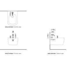 Flaminia Stil bateria bidetowa 16 cm bez korka stal szczotkowana ST4070ACC - rysunek techniczny