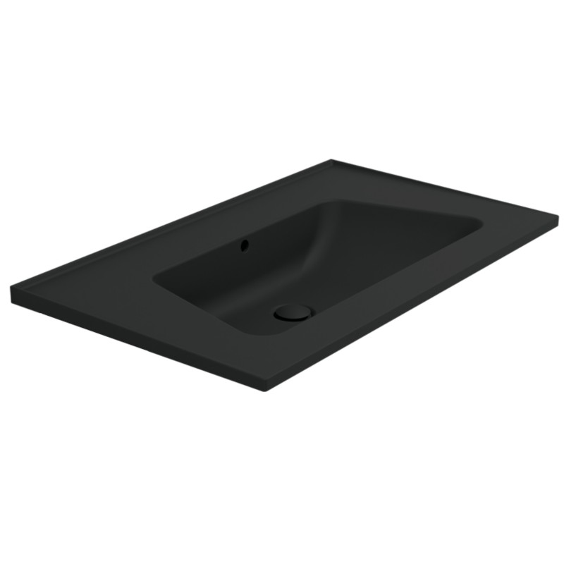 Flaminia Bloom 85 wall-hung/cabinet-mounted console washbasin black matt / Carbone BM85LCAR