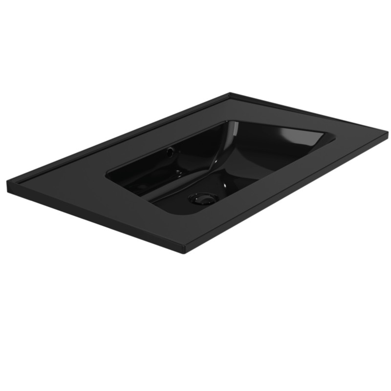Flaminia Bloom 85 wall-hung/cabinet-mounted console washbasin black shine BM85LNER