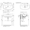 Flaminia Nuda 85 basin counertop/ wall hung petrolio 5081PET - technical drawing