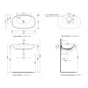 Flaminia Nudaslim 75 basin countertop/wall hung rosso rubens ND75LRRU - technical drawing