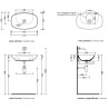 Flaminia Nudaslim 60 basin countertop/wall hung ND60LARG Argilla - technical drawing