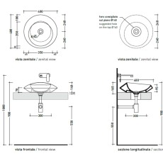 Flaminia Spire 48 basin countertop green, SP48APET petrolio - technical drawing