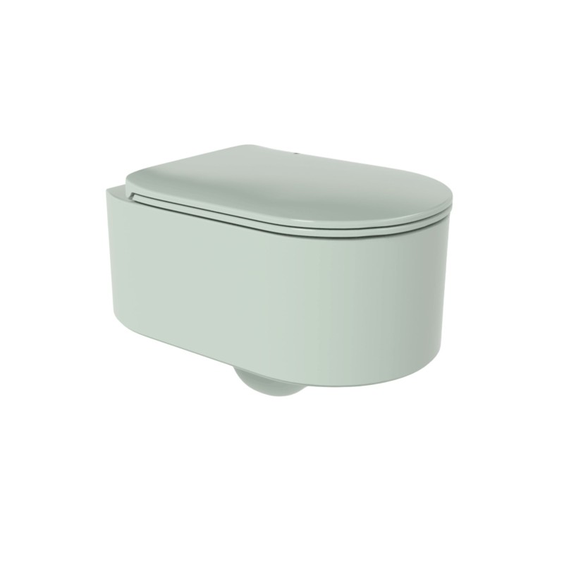 Flaminia Astra zielona miska wc wisząca bezrantowa Goclean z deską wolnoopadającą AS118GVG+ASCW05 Verde Giada