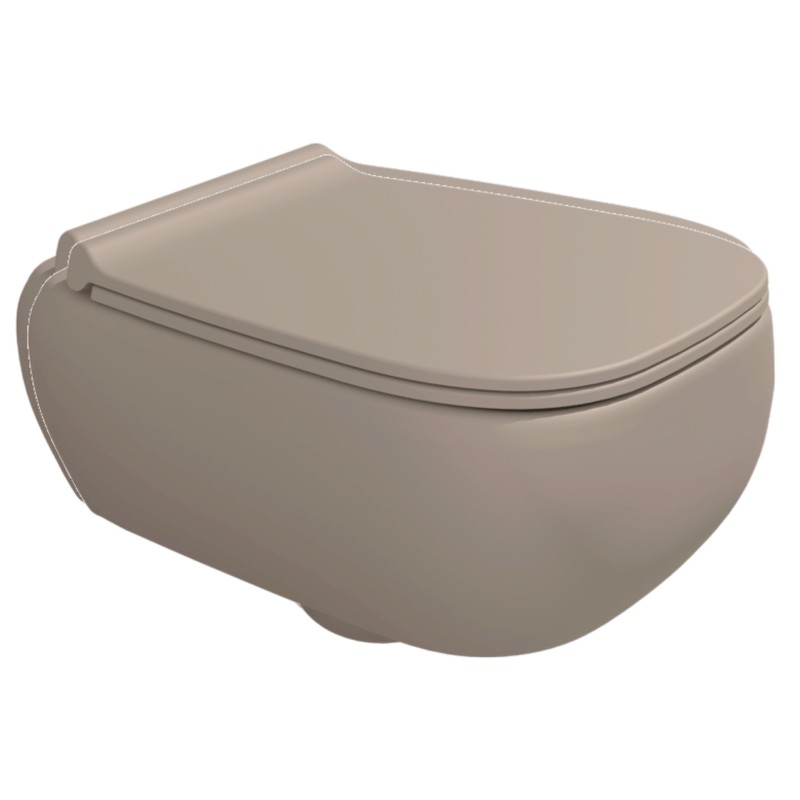 Flaminia Fluo GoClean wall-hung toilet with a soft-close seat argilla FU118GARG + FUCW05ARG