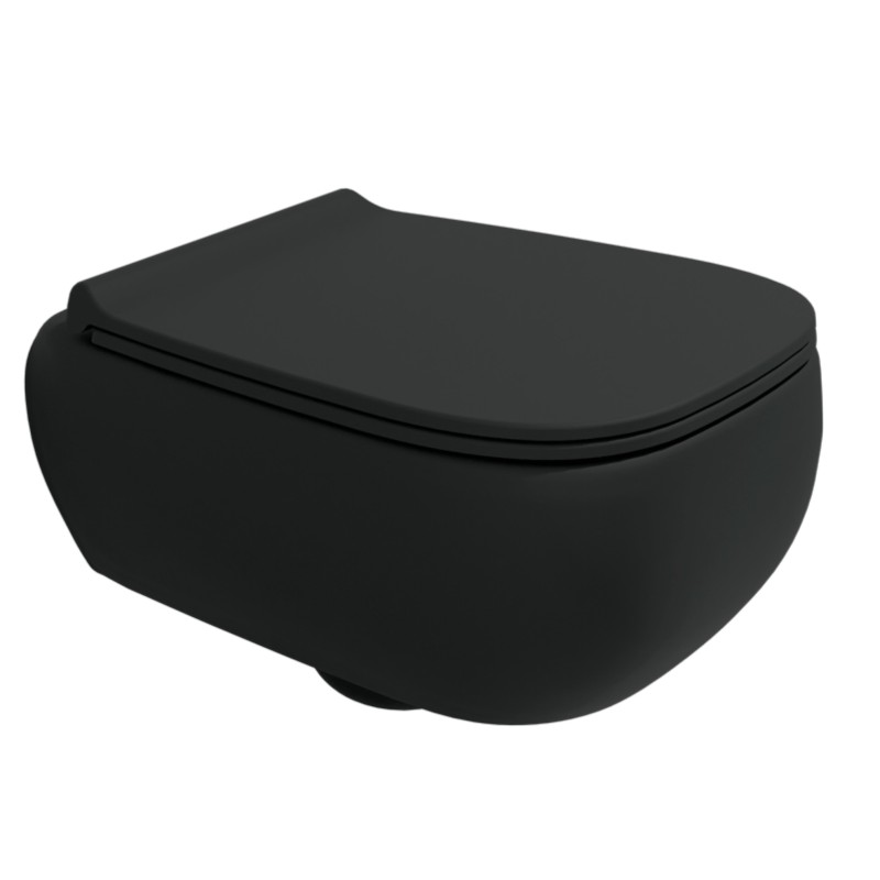 Flaminia Fluo miska wc wisząca GoClean z deską czarny mat FU118GCAR + FUCW05CAR