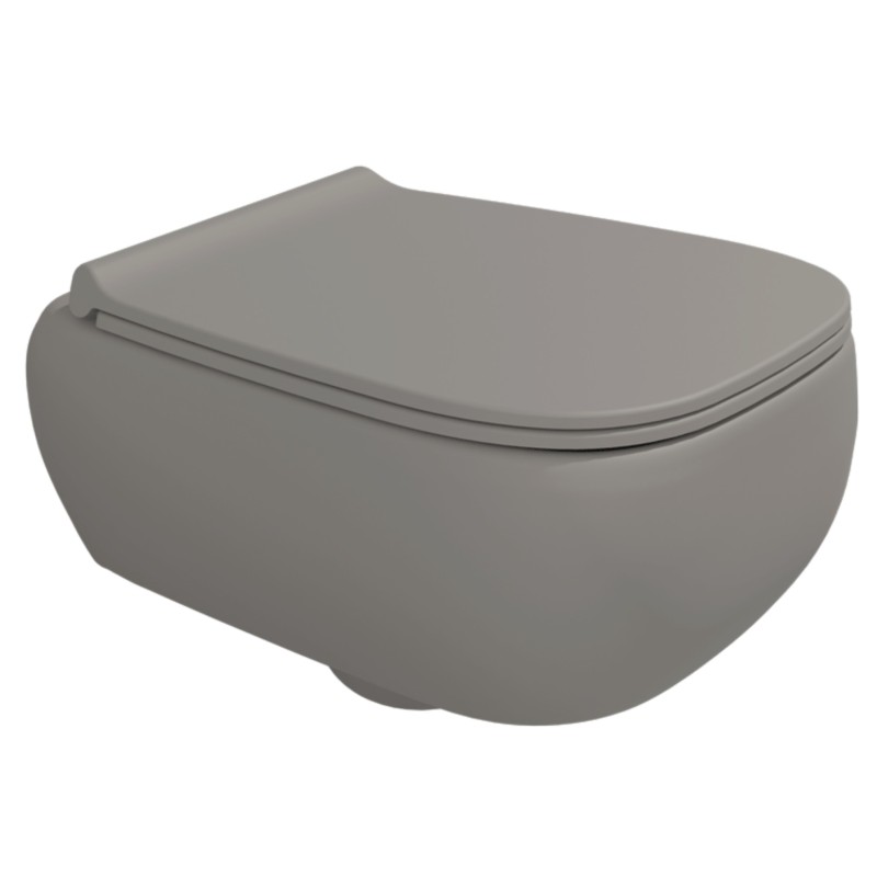 Flaminia Fluo miska wc wisząca GoClean z deską wolnoopadającą cenere FU118G + FUCW05CEN