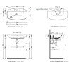 Flaminia Nudaslim 75 basin countertop/wall hung ND75PRPET petrolio - technical drawing