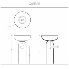 Artceram Jolie umywalka 50cm + postument ( biały mat) + ring złoty połysk