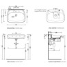 Flaminia Fluo basin countertop/wall hung 70 cm argilla FU70LARG - technical drawing
