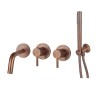 Paffoni Light bateria wannowa podtynkowa 4-otworowa z słuchawką i wężem 150mm, miedź szczotkowana