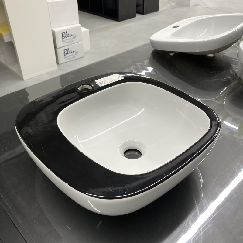 Hidra Dial umywalka 45 cm nablatowa biało/czarna  Wyprzedaż