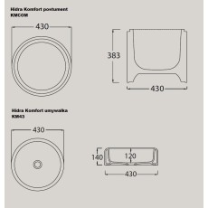 Hidra Komfort umywalka modułowa wolnostojąca żółty połysk / Yellow Shine