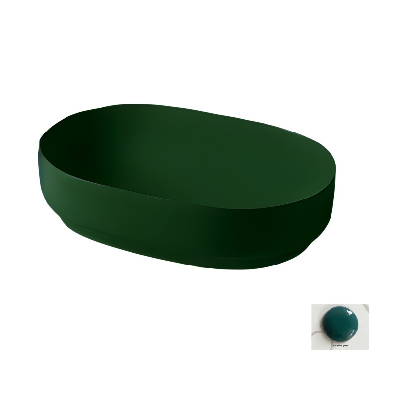 Hidra Gio umywalka nablatowa zielona owalna 60cm Shine Green