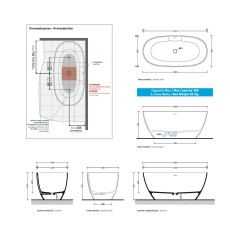 Flaminia App wanna wolnostojąca 145 cm zielona Verde Giada