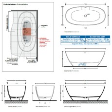 Flaminia App Freestanding bath-tub 165 cm in Pietraluce with overflow AP165V nero/black