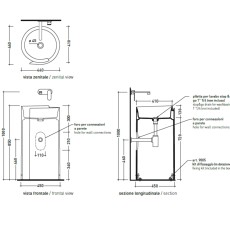 Flaminia Monoroll 44 umywalka stojąca przyścienna Terracotta rysunek techniczny