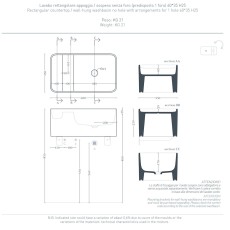 Artceram Brooklyn 60 umywalka wisząca bez otworu z możliwością umieszczenia 1 otw biały połysk